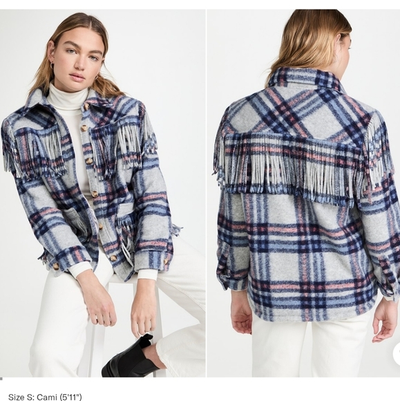 NWT BLANKNYC Plaid Fringe Shacket - Picture 2 of 8